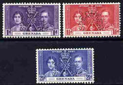 Grenada 1937 KG6 Coronatio set of 3 perforated SPECIMEN fine with gum and only 415 produced