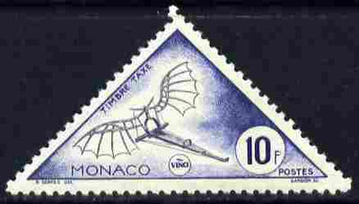 Monaco 1953 Postage Due 10c Da Vinci's drawing of Flying Machine unmounted mint triangular, SG D488