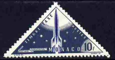 Monaco 1953 Postage Due 10c Postal Rocket unmounted mint triangular, SG D489