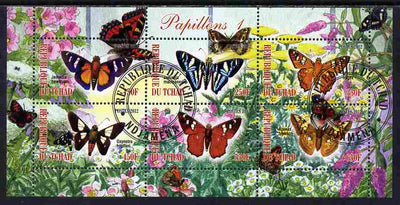 Chad 2012 Butterflies #1 perf sheetlet containing 6 values cto used