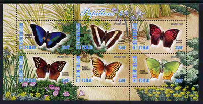 Chad 2012 Butterflies #4 perf sheetlet containing 6 values unmounted mint