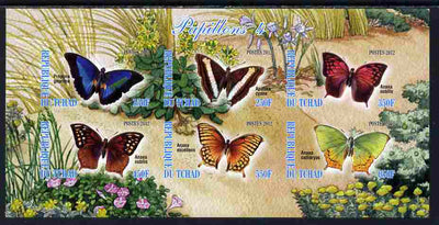 Chad 2012 Butterflies #4 imperf sheetlet containing 6 values unmounted mint