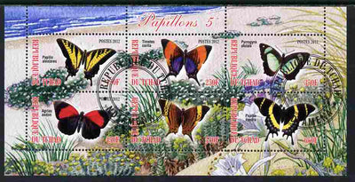 Chad 2012 Butterflies #5 perf sheetlet containing 6 values cto used