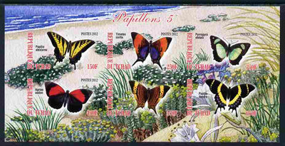 Chad 2012 Butterflies #5 imperf sheetlet containing 6 values unmounted mint