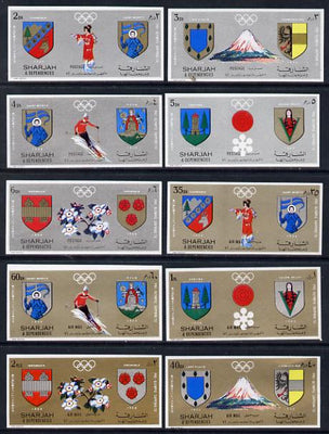 Sharjah 1972 Sapporo Winter Pre-Winter Olympics imperf set of 10 unmounted mint (Mi 825-34B)