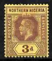 Northern Nigeria 1912 KG5 MCA 3d purple on yellow mounted mint SG 43