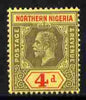 Northern Nigeria 1912 KG5 MCA 4d black & red on yellow mounted mint SG 44