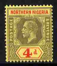 Northern Nigeria 1912 KG5 MCA 4d black & red on yellow mounted mint SG 44