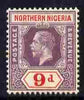 Northern Nigeria 1912 KG5 MCA 9d dull purple & carmine mounted mint SG 47