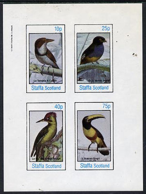 Staffa 1982 Birds #19 (Kingfisher, Woodpecker, etc) imperf,set of 4 values (10p to 75p) unmounted mint