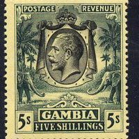 Gambia 1922-29 KG5 MCA Elephant & Palm 5s black & green on yellow mounted mint SG 121