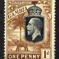 Gambia 1922-29 KG5 Script CA Elephant & Palm 1d black & brown mounted mint SG 124