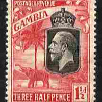 Gambia 1922-29 KG5 Script CA Elephant & Palm 1.5d black & rose mounted mint SG 125
