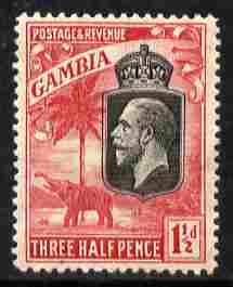 Gambia 1922-29 KG5 Script CA Elephant & Palm 1.5d black & rose mounted mint SG 125