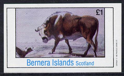 Bernera 1982 Animals (Bull) imperf souvenir sheet (£1 value) unmounted mint