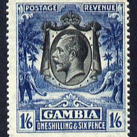 Gambia 1922-29 KG5 Script CA Elephant & Palm 1s6d black & blue mounted mint SG 135