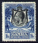 Gambia 1922-29 KG5 Script CA Elephant & Palm 1s6d black & blue mounted mint SG 135