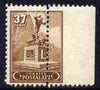 Turkey 1943 Statue 37k marginal single with 7mm shift of r/hand perf fine mint SG1326