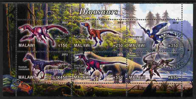 Malawi 2012 Dinosaurs #01 perf sheetlet containing 6 values cto used