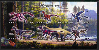 Malawi 2012 Dinosaurs #01 imperf sheetlet containing 6 values unmounted mint