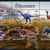 Malawi 2012 Dinosaurs #02 perf sheetlet containing 6 values cto used