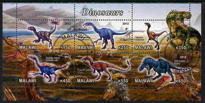 Malawi 2012 Dinosaurs #02 perf sheetlet containing 6 values cto used