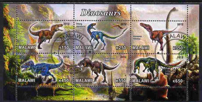 Malawi 2012 Dinosaurs #03 perf sheetlet containing 6 values cto used
