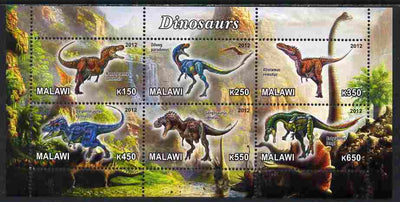Malawi 2012 Dinosaurs #03 perf sheetlet containing 6 values unmounted mint