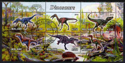 Malawi 2012 Dinosaurs #04 perf sheetlet containing 6 values cto used