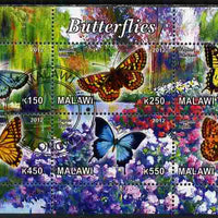 Malawi 2012 Butterflies #01 perf sheetlet containing 6 values cto used