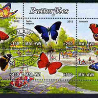 Malawi 2012 Butterflies #02 perf sheetlet containing 6 values cto used