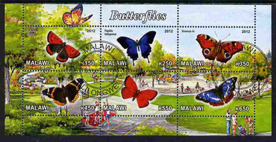 Malawi 2012 Butterflies #02 perf sheetlet containing 6 values cto used