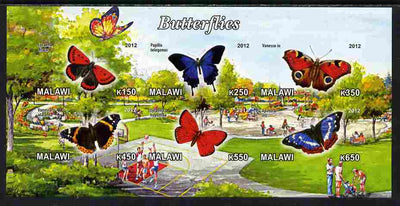 Malawi 2012 Butterflies #02 imperf sheetlet containing 6 values unmounted mint