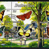 Malawi 2012 Butterflies #03 perf sheetlet containing 6 values cto used