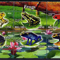 Malawi 2012 Frogs #2 perf sheetlet containing 6 values cto used