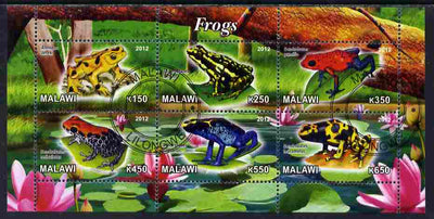 Malawi 2012 Frogs #2 perf sheetlet containing 6 values cto used