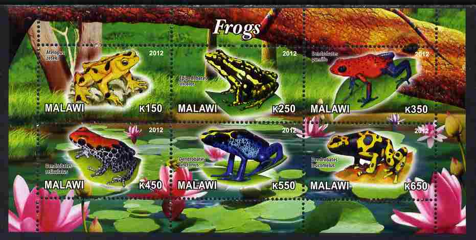 Malawi 2012 Frogs #2 perf sheetlet containing 6 values unmounted mint