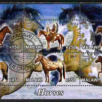 Malawi 2012 Horses #2 perf sheetlet containing 6 values cto used