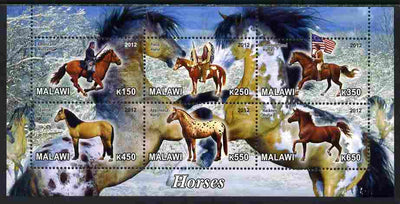 Malawi 2012 Horses #2 perf sheetlet containing 6 values unmounted mint