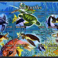 Malawi 2012 Sea Turtles perf sheetlet containing 6 values cto used