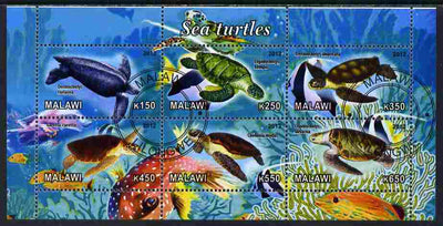 Malawi 2012 Sea Turtles perf sheetlet containing 6 values cto used