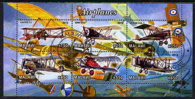 Malawi 2012 Early Bi-planes perf sheetlet containing 6 values cto used