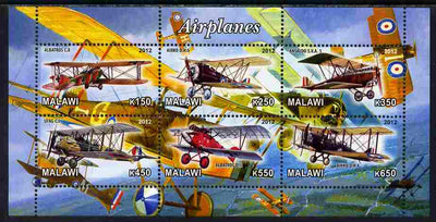 Malawi 2012 Early Bi-planes perf sheetlet containing 6 values unmounted mint