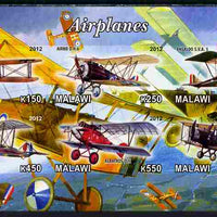 Malawi 2012 Early Bi-planes imperf sheetlet containing 6 values unmounted mint