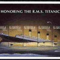 St Vincent 1997 85th Anniversary of Sinking of RMS Titanic perf sheetlet containing set of 5 values unmounted mint SG 3867a