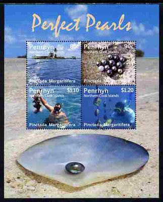 Cook Islands - Penrhyn 2011 Pearl Diving perf sheetlet containing 4 values unmounted mint
