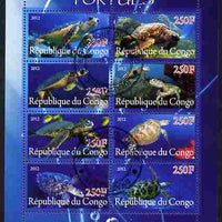 Congo 2012 Turtles perf sheetlet containing 8 values fine cto used