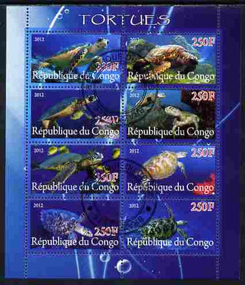 Congo 2012 Turtles perf sheetlet containing 8 values fine cto used