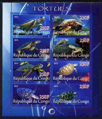 Congo 2012 Turtles perf sheetlet containing 8 values unmounted mint