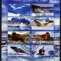 Congo 2012 Antarctic Fauna perf sheetlet containing 8 values fine cto used
